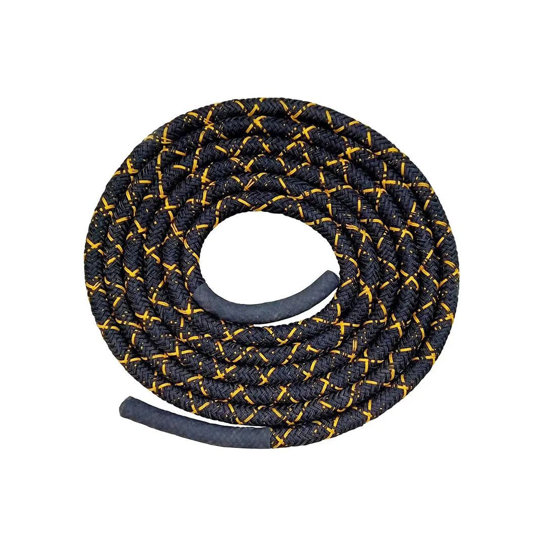 AZUKA® Professional Polydacron Hardcore Ultimate Fitness Strength Training Battle Rope 1.5inch 50ft Full kit (Black Yellow) + Free Surprise Poster Inside