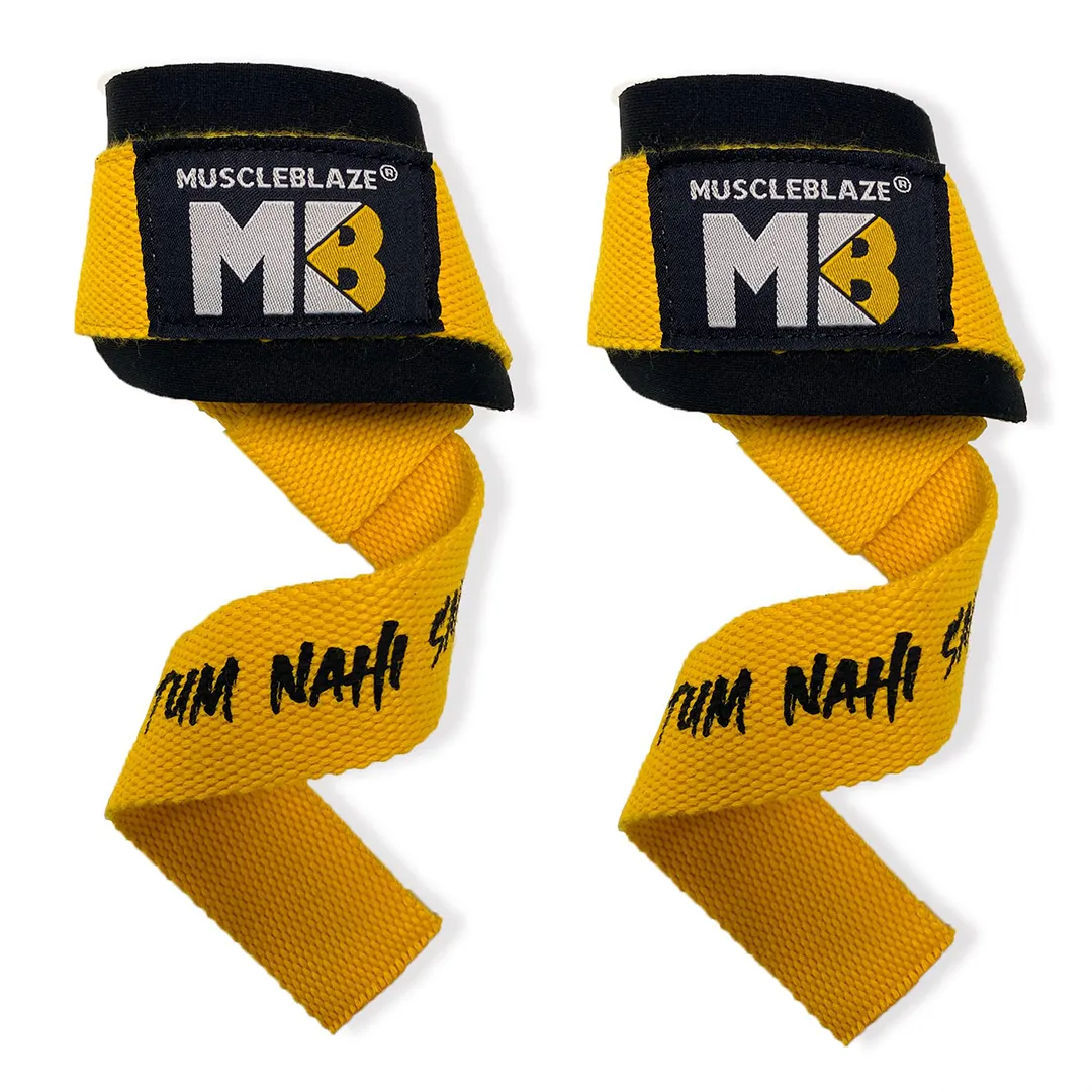 MuscleBlaze Weight Lifting Strap , Wrist Supporter for Gym, One Pair (Non toxic,Yellow, Free Size)