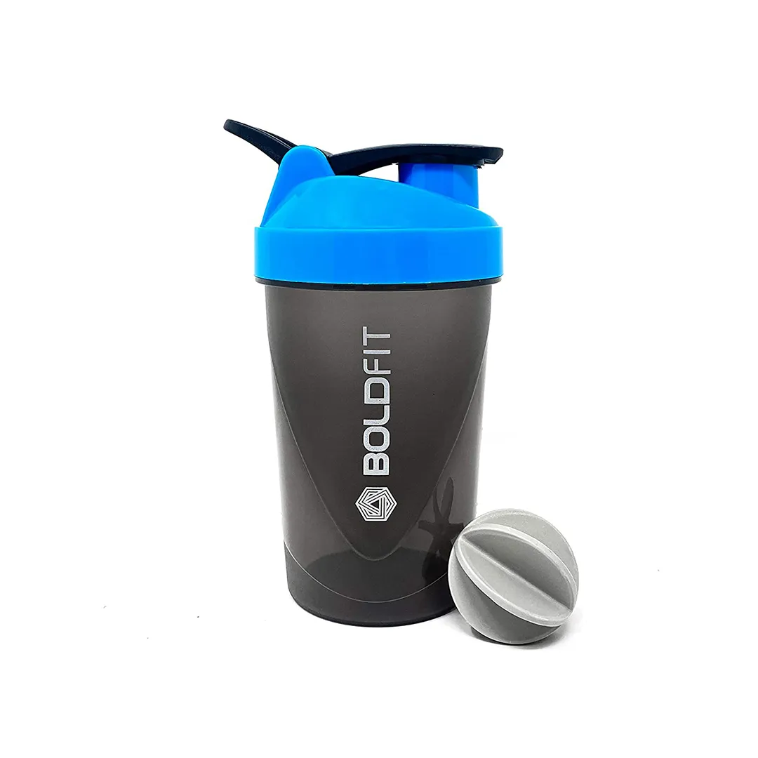 Boldfit Compact Gym Shaker Bottle, Shaker Bottles for Protein Shake , Bpa Free Material, Plastic, Blue And Grey, 500ml, Pack of 1 Bottle