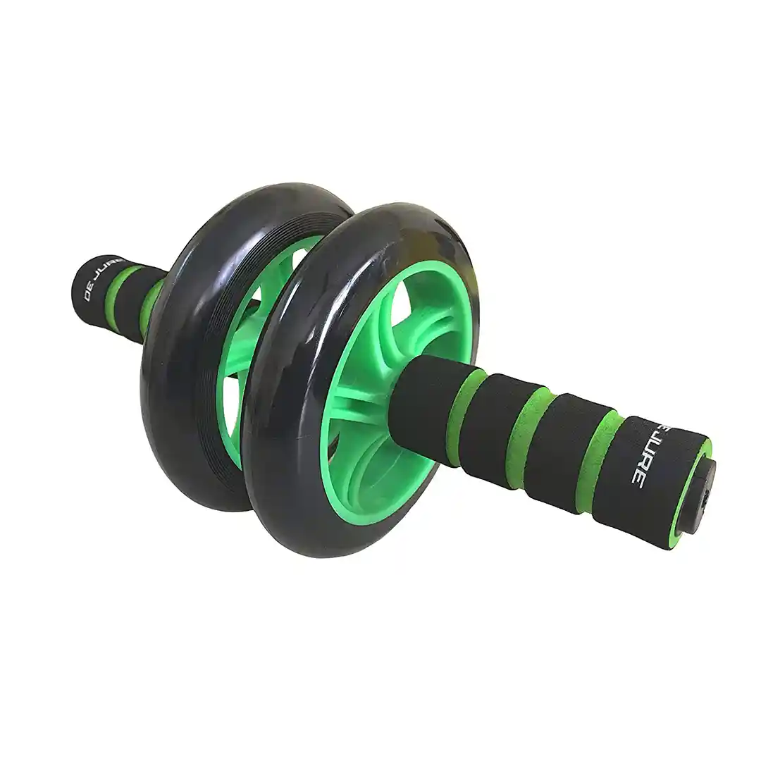 DE JURE FITNESS Polypropylene Double Wheel ab Roller for Men Women Ab Exerciser (Black Green)