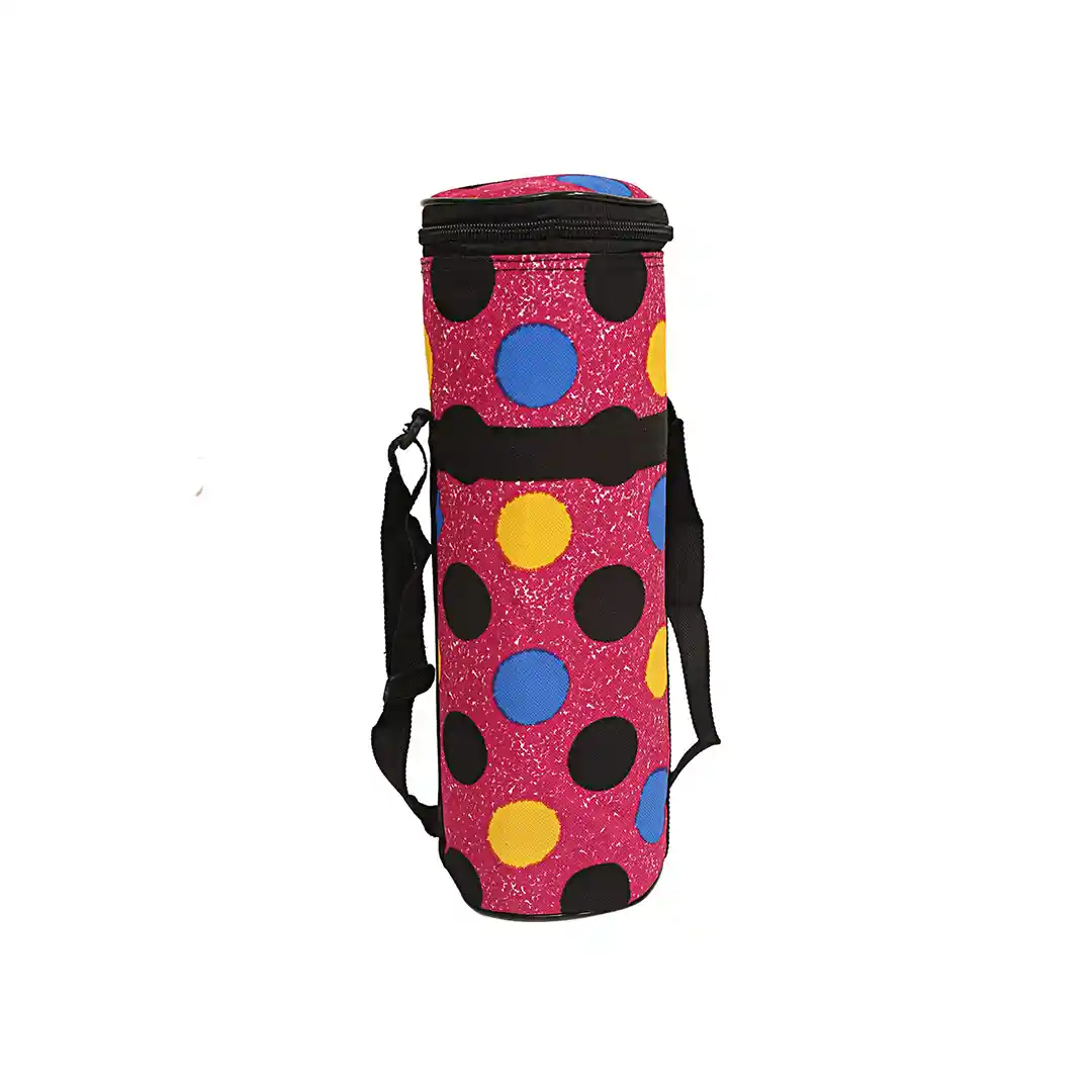 Kuber Industries Circle Design Canvas Water Bottle Cover, 1 L, Pink (CTKTC0972)