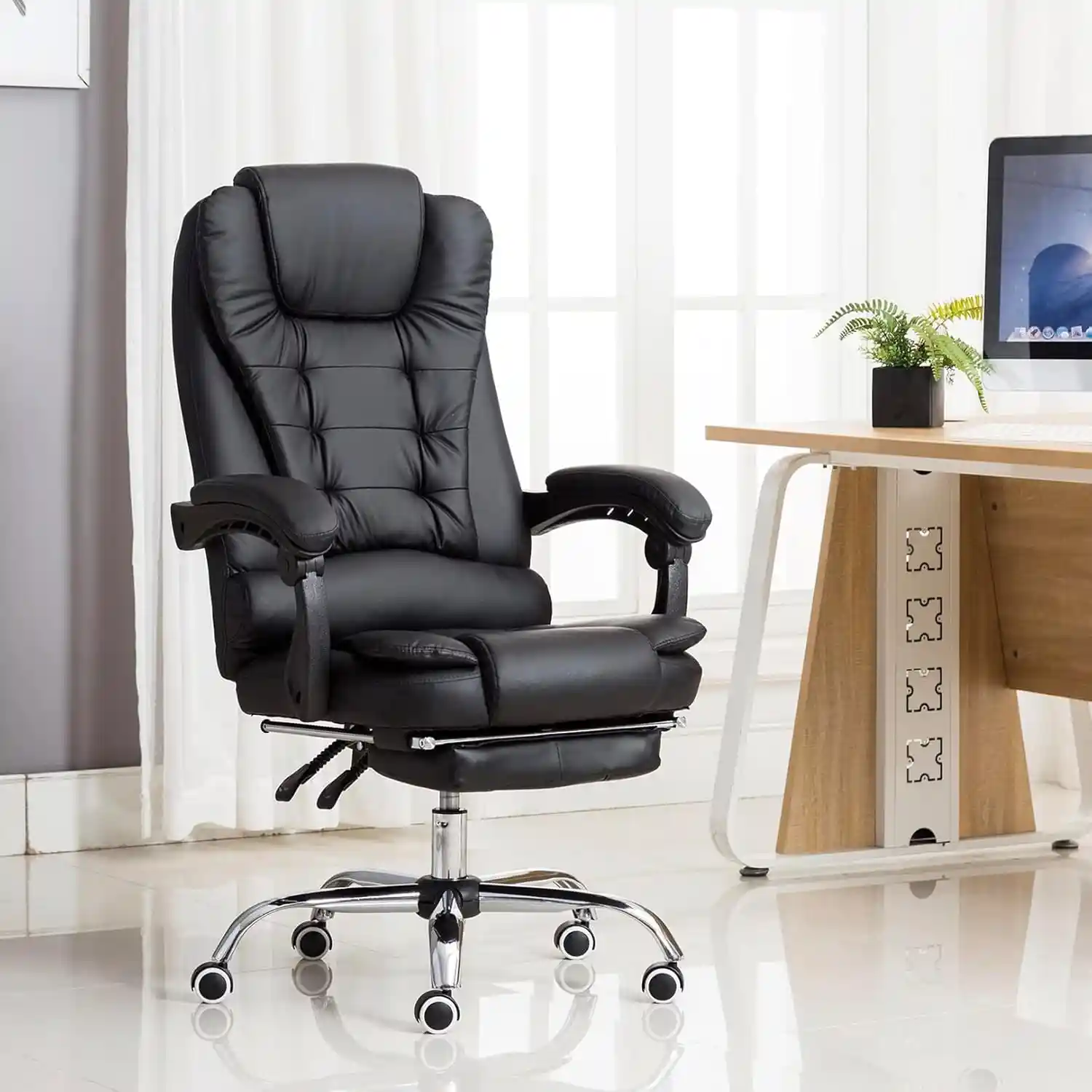 Kepler Brooks Italia Premium Leatherette Office Chair for Work | 3-Years Warranty