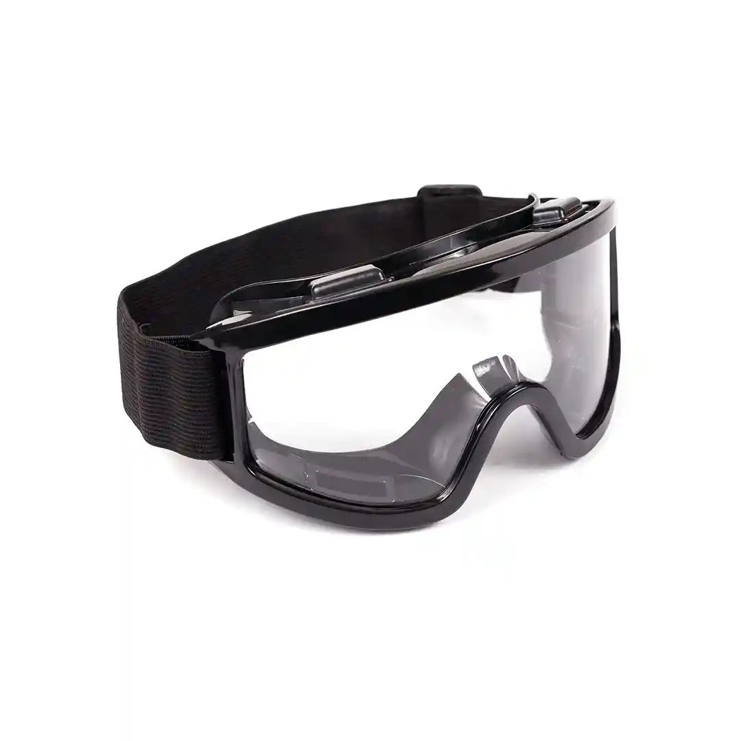 7Trees Adult Motorbike ATV / Dirt Bike Racing Transparent Goggles With Adjustable Strap - Black